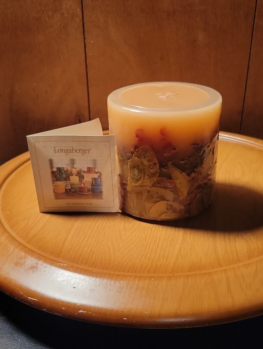 Longaberger Floral Inclusion Candle in Cream and Brown Sweetheart Rose